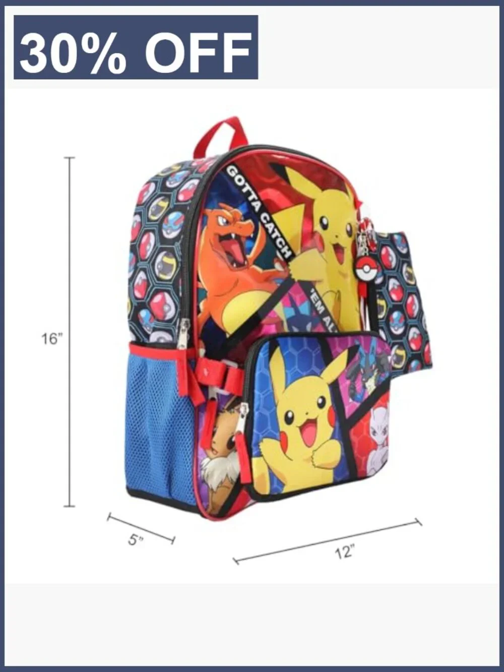 Complete 5-Piece Backpack Set for Kids with Lunch Box and Pencil Pouch